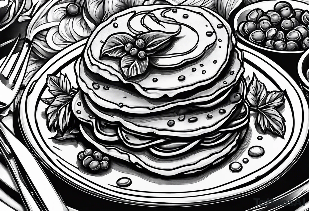devil eating pancakes tattoo idea