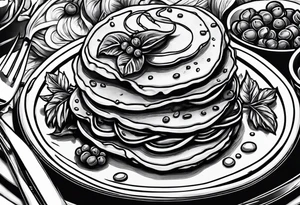 devil eating pancakes tattoo idea