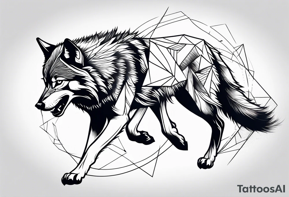 a wolf running tattoo idea