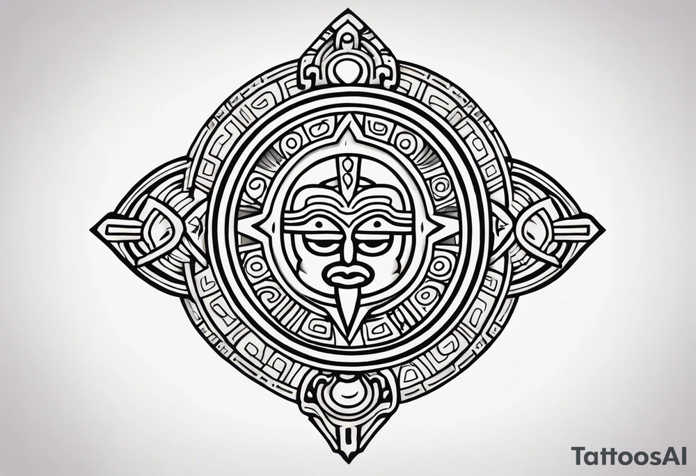 Mayan Symbol Knee tattoo idea