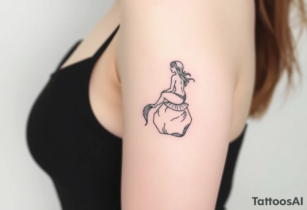 mermaid above water sitting on rock tattoo idea