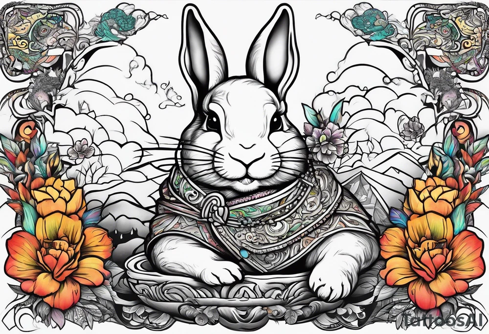 Budda dead rabbit fairtale tattoo idea