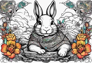Budda dead rabbit fairtale tattoo idea