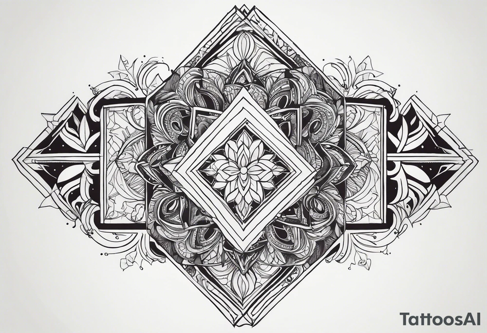 сердце с завитушками и линиями tattoo idea