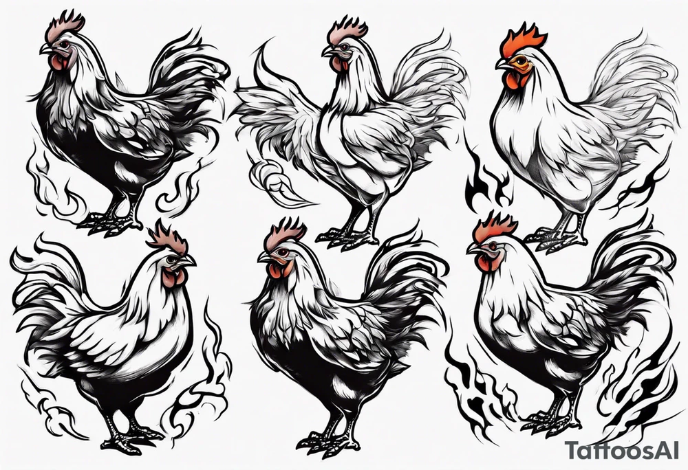 Chicken on fire tattoo idea