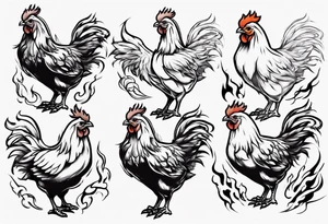 Chicken on fire tattoo idea