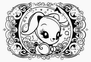 I would like various tattoo sketches. they must represent the friendship between two girls who like naps, kuromi and my melody and a song entitled "luna". tattoo idea