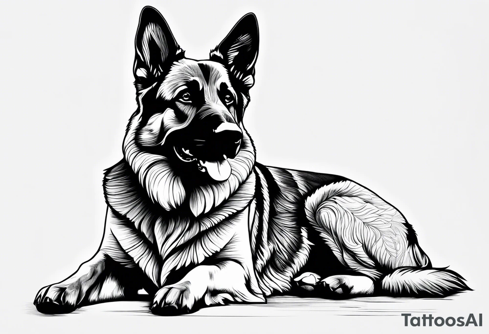 My German shepherd,showing connection, strength tattoo idea