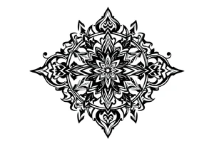 mytical shaman and witch ancient ornament with rhyme tattoo idea