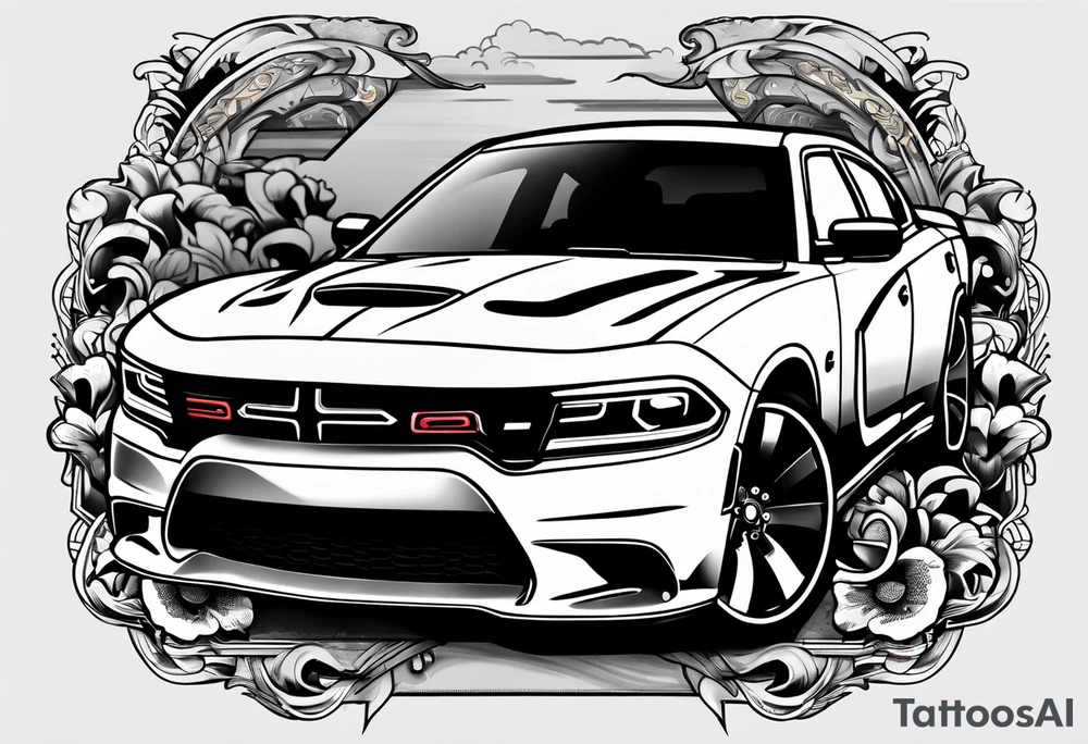 2020 Black Dodge charger tattoo idea