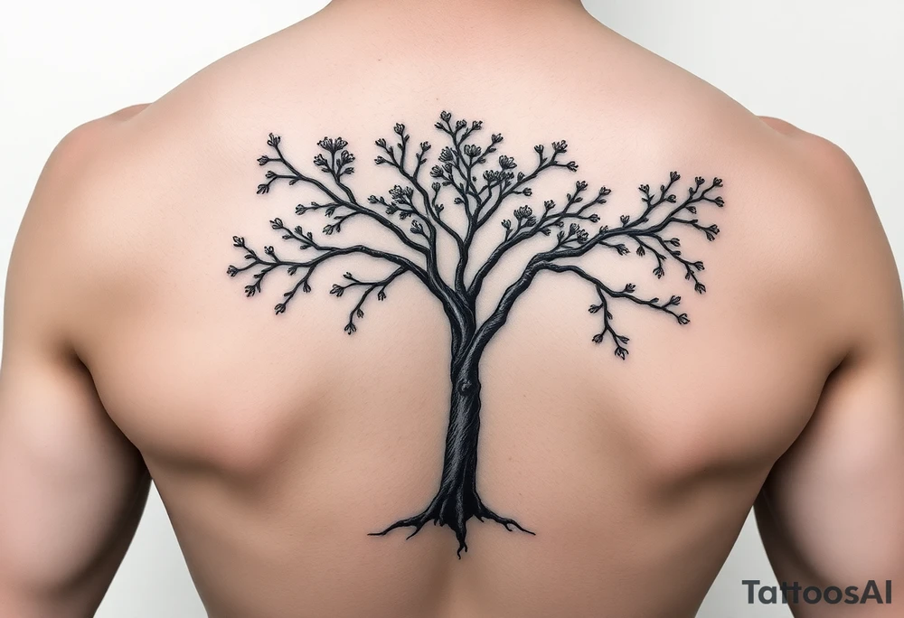 Lace band coming from a jacaranda tree no leave or flowers tattoo idea