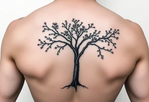 Lace band coming from a jacaranda tree no leave or flowers tattoo idea