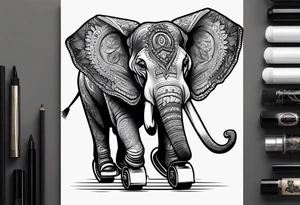 Elephant wearing skates tattoo idea