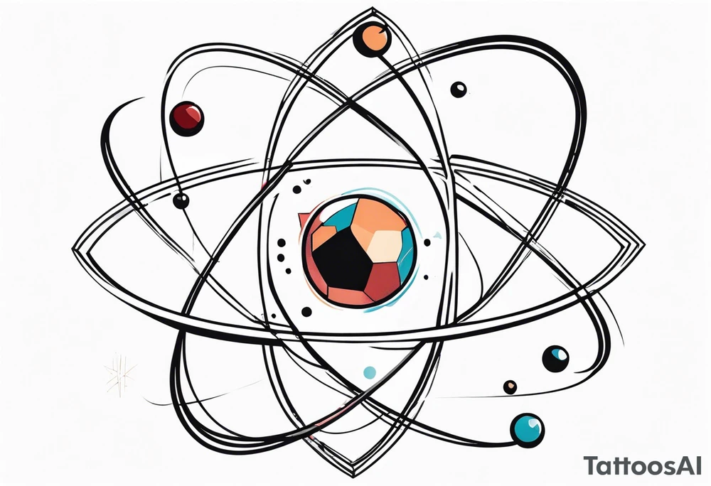 atom with quantum electron cloud tattoo idea