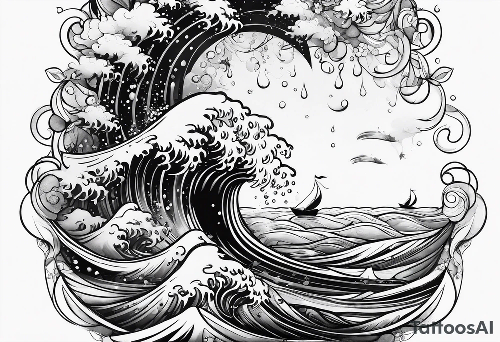 water drop falling into ocean tattoo idea