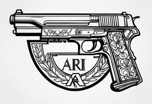 The letters AR with pistols on each side tattoo idea