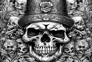 money stacks rising smoke Savage skulls tattoo idea