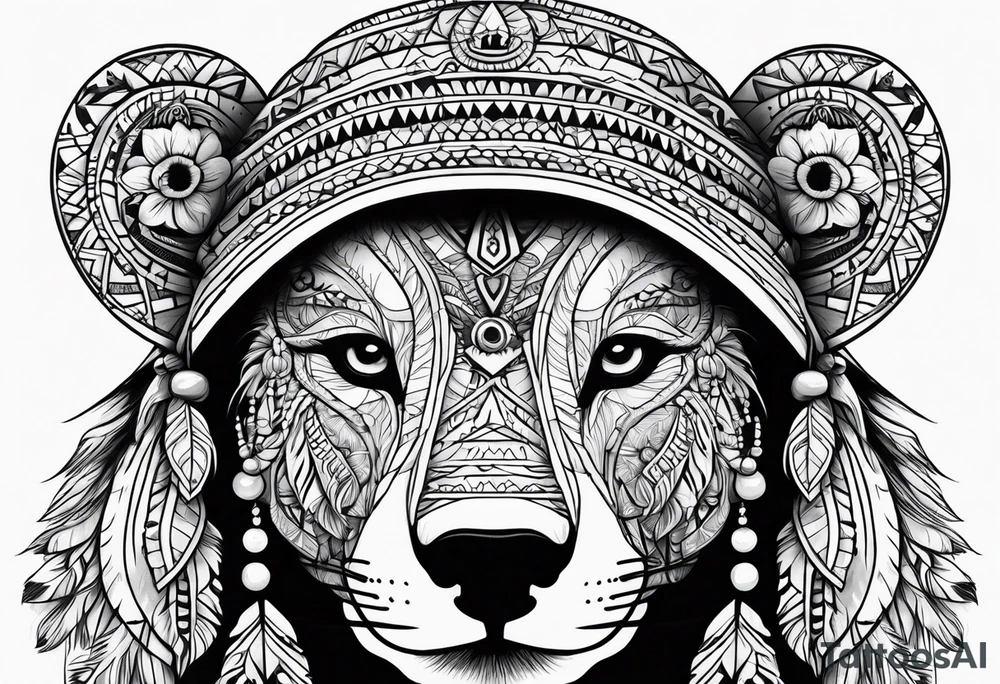 Girl indian bears hat tattoo idea