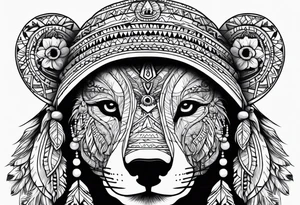 Girl indian bears hat tattoo idea