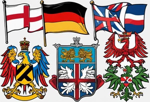 flags of germany, czech republic, wales, northern ireland and bohemia tattoo idea