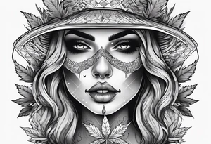 Weed skull girl smoke  one land with water tattoo idea