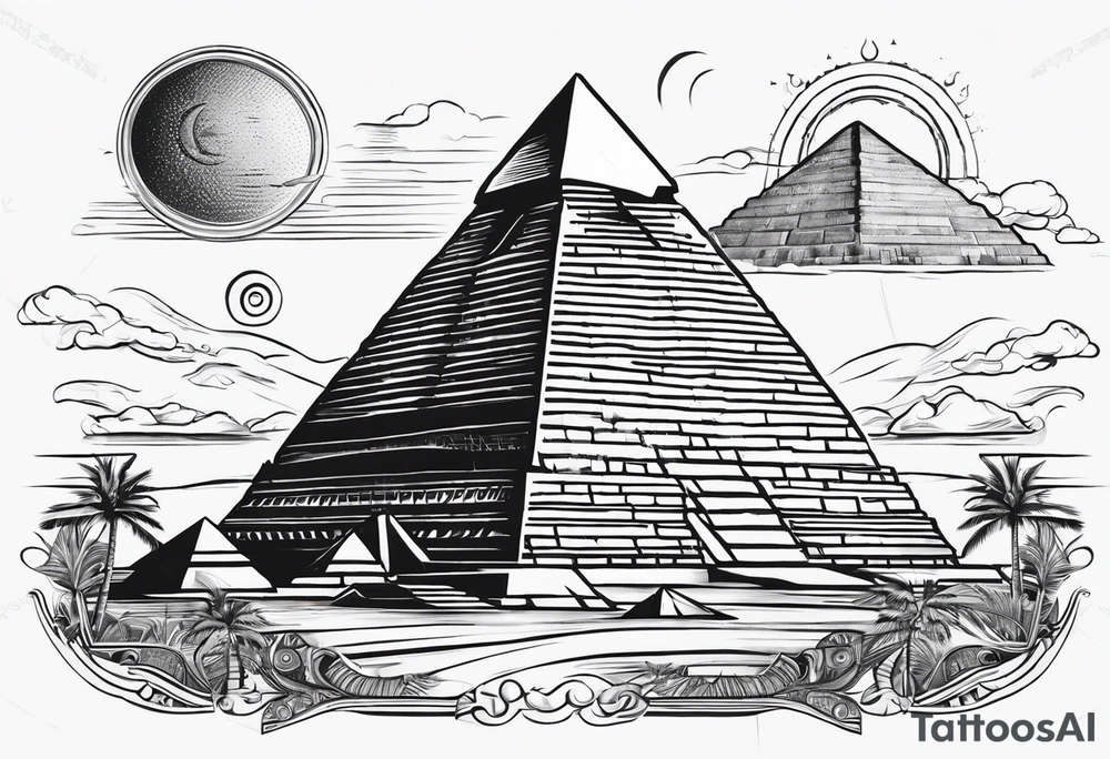 Egyptian pyramids with eye of horus. Aliens abducting people that are working on people building the pyramid tattoo idea