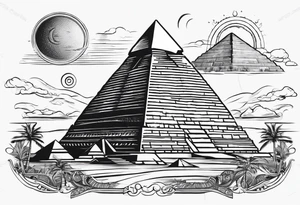 Egyptian pyramids with eye of horus. Aliens abducting people that are working on people building the pyramid tattoo idea