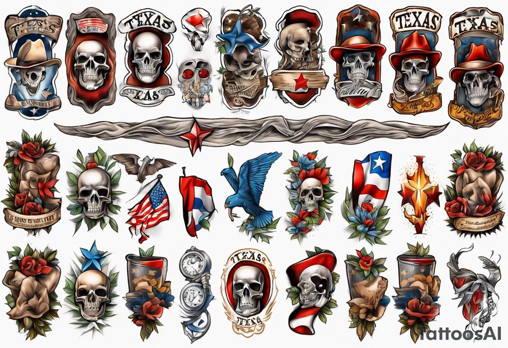 Texas theme forearm sleeve tattoo idea