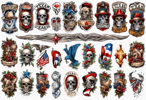 Texas theme forearm sleeve tattoo idea