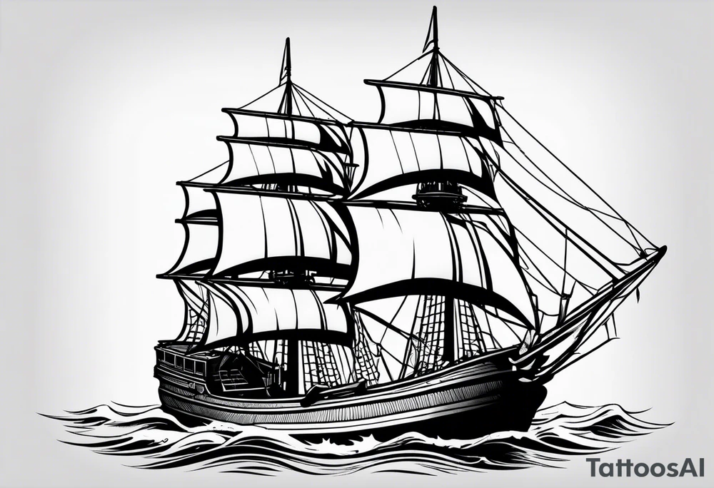 simple sloop ship american traditional tattoo idea