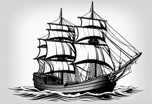 simple sloop ship american traditional tattoo idea