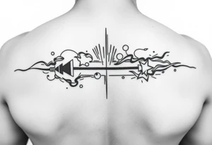 Continuous Line tattoo of play, pause, stop rewind, with mental and spiritual awareness. tattoo idea