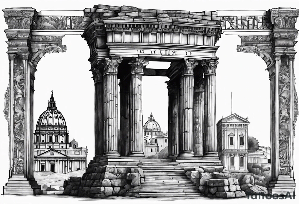 ancient ruins of Rome tattoo idea