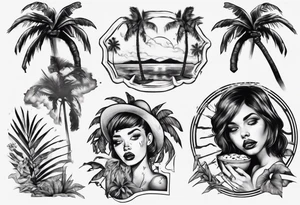 girl eating palm tree tattoo idea