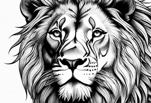 Lion faces with leaves tattoo idea