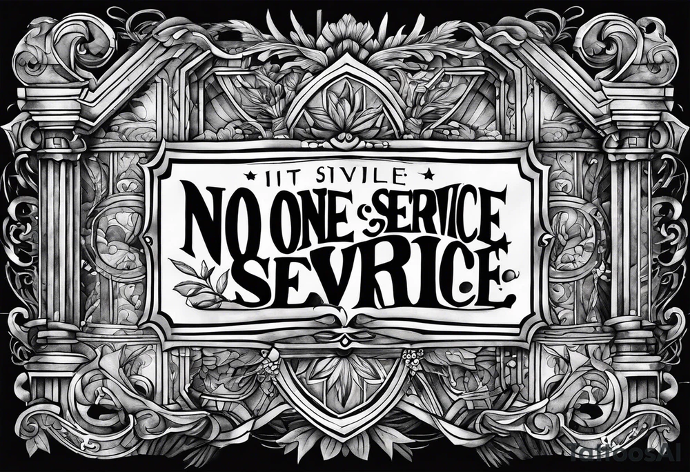 Text "no one service" tattoo idea