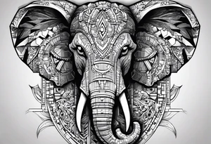 Elephant head made of lego blocks tattoo idea