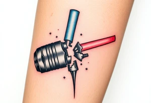 Light saber broken hilt showing pieces tattoo idea