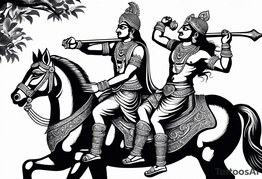 Lord krishna and arjun on a chariot tattoo idea