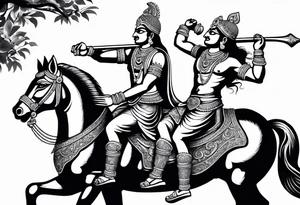 Lord krishna and arjun on a chariot tattoo idea