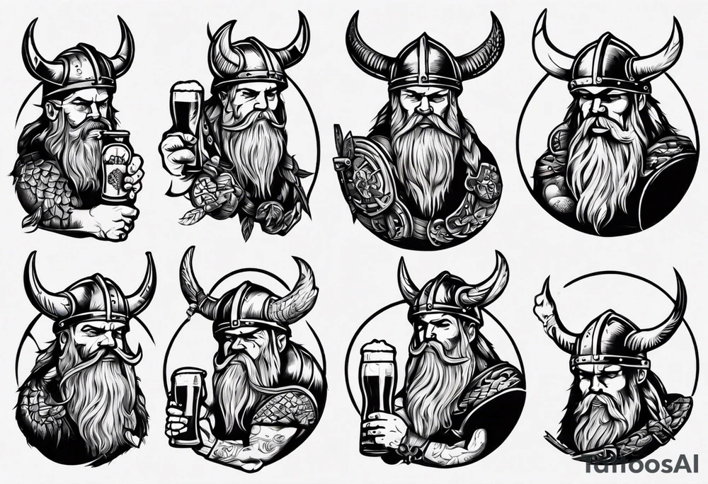 Viking drinking beer tattoo idea