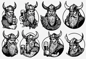 Viking drinking beer tattoo idea