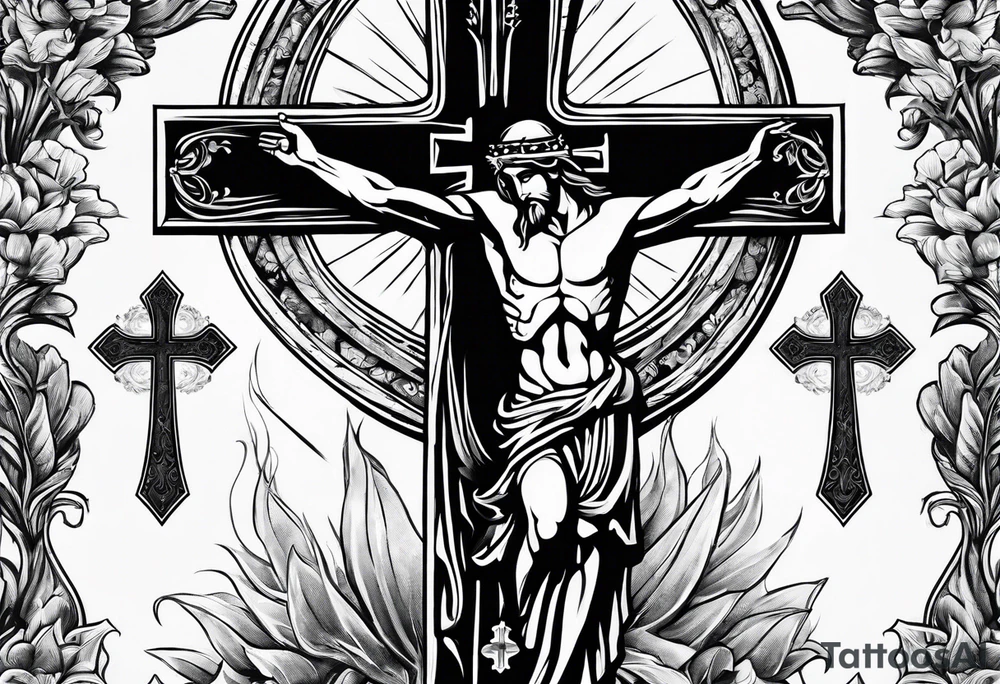 3 crosses with shading and a quote around it tattoo idea