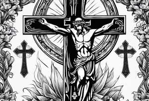 3 crosses with shading and a quote around it tattoo idea