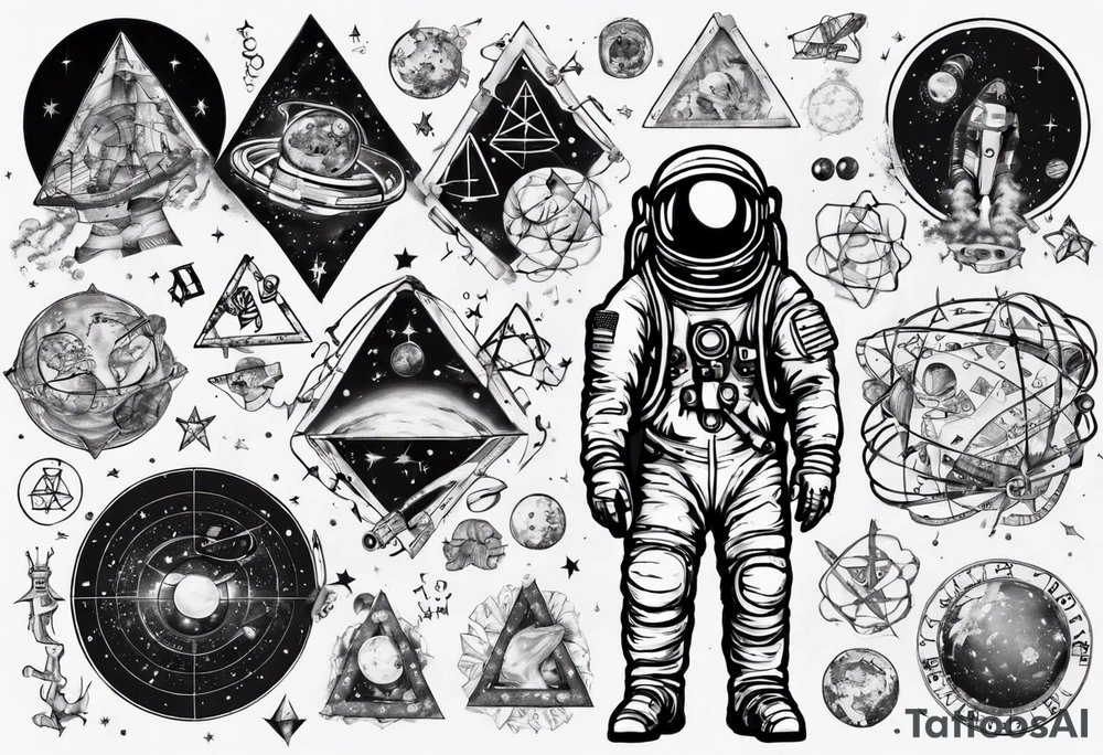 Astronaut surrounded by math tattoo idea