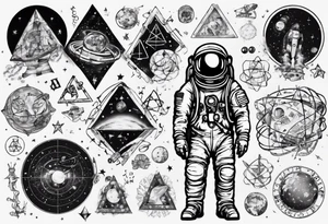 Astronaut surrounded by math tattoo idea