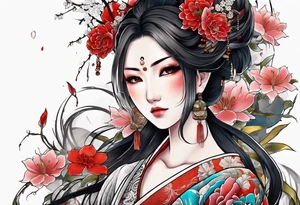 Izanami-no-mikoto half dead half living tattoo idea