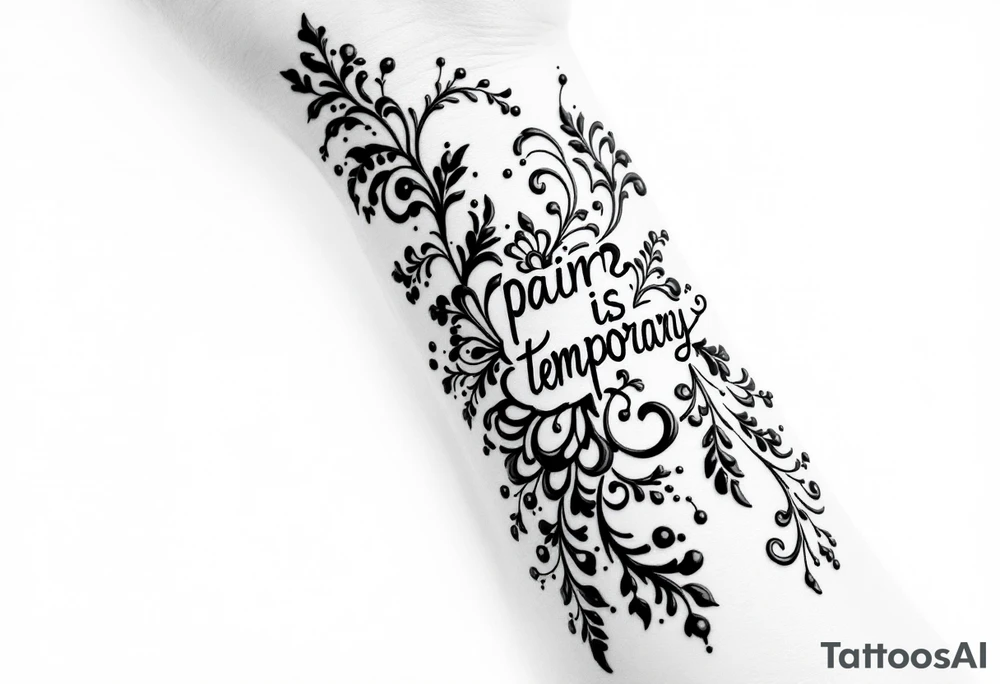 Indian style Henna tattoo for the inner wrist including words pain is temporary. Don’t show the wrist or arm tattoo idea