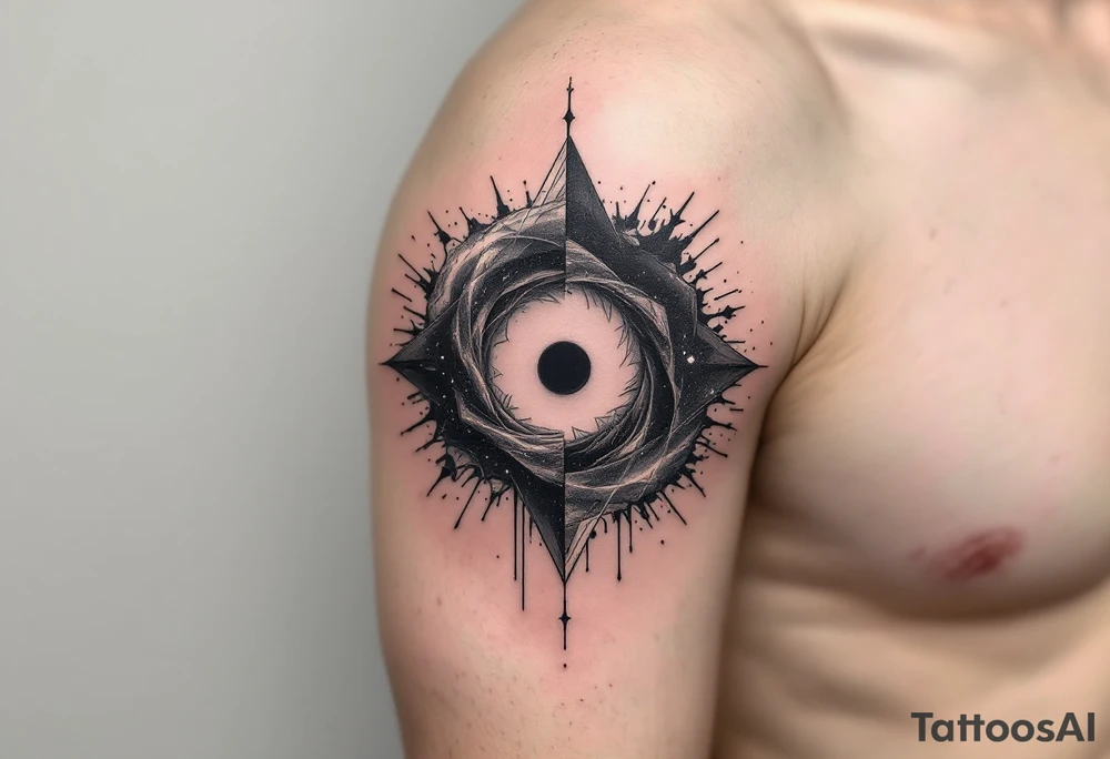 Two different universes on separate sides of a black hole tattoo idea