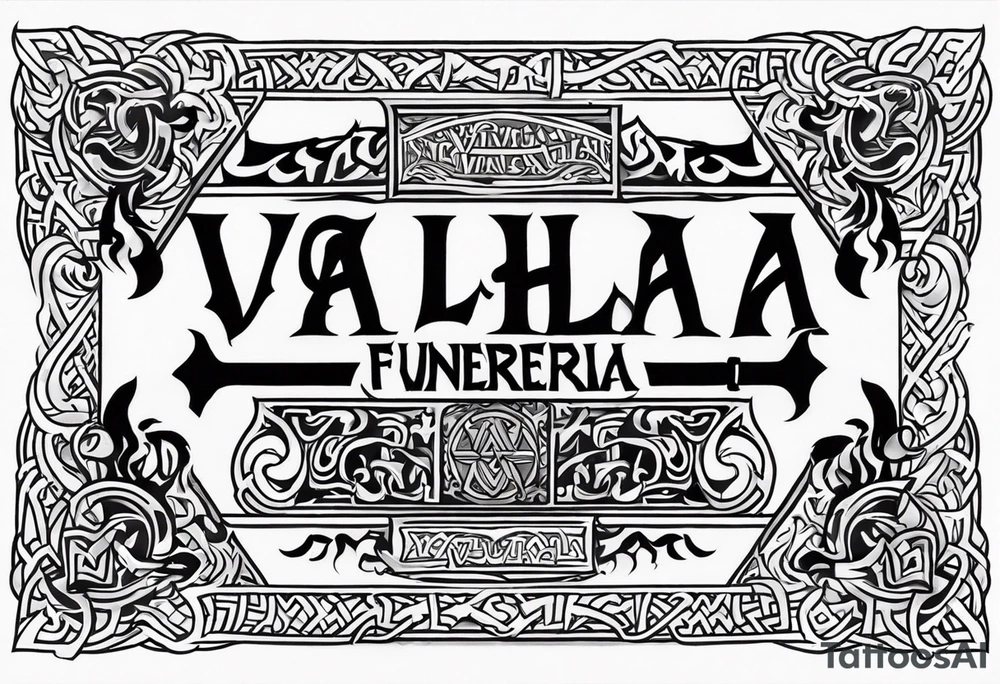 Viking valhalla funeral on fire tattoo idea